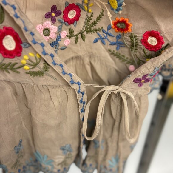 Johnny Was Blouse Jacket /Shacket – Sheer Embroidered Floral with Flounce Sleeve - Picture 2 of 5